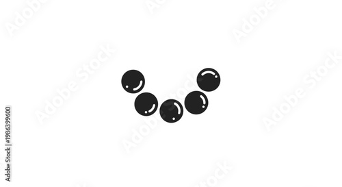 Five Black Coffee Beans Arranged Together.