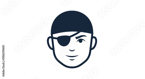 Man with Eye Patch Simple Illustration.