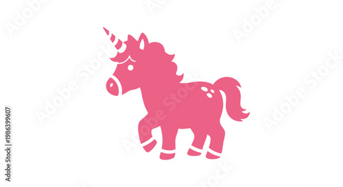 Pink Unicorn Silhouette Fantasy Creature Illustration.