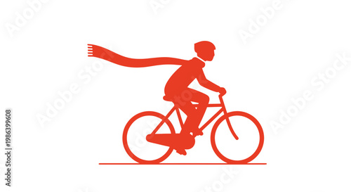 Silhouette of Cyclist Riding a Bicycle.