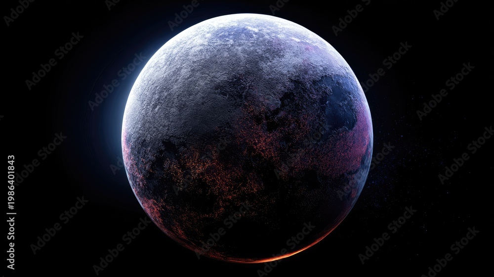 Fototapeta premium Abstract celestial sphere with glowing surface against a dark background