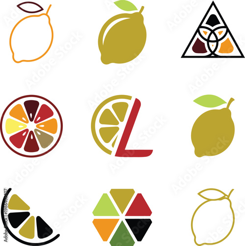 A fresh and vibrant lemon-themed logo bundle featuring a variety of citrus-inspired designs, including whole lemons, slices, abstract fruit shapes, and geometric citrus patterns.

Perfect for juice ba