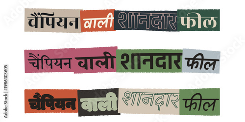 Hindi Typography Ransom Note Style Champion Feeling Motivational Quote Collage