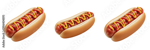 фотографія Classic Hot Dog PNG - Grilled Sausage with Mustard in Toasted Bun