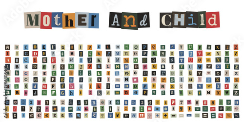 Mother and Child Ransom Note Style Alphabet for True Crime Podcast and Mystery Storytelling