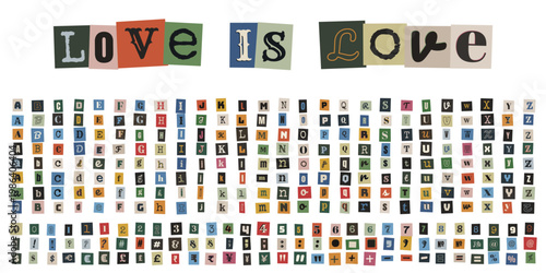 Ransom Note Alphabet for LGBTQ Pride and Love Is Love Message