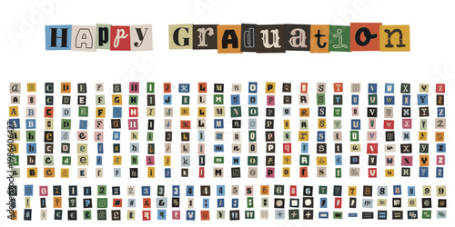 Ransom Note Style Alphabet for Anonymous Message and Graduation Card Design