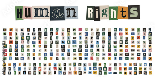 Ransom Note Style Alphabet for Human Rights Activism and Social Justice Posters