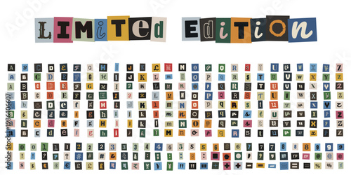 Ransom Note Alphabet Letters and Numbers, Anonymous Letter Cutouts, Criminal Investigation Evidence