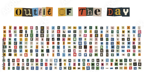 Ransom note style cutout alphabet letters for outfit of the day fashion social media content