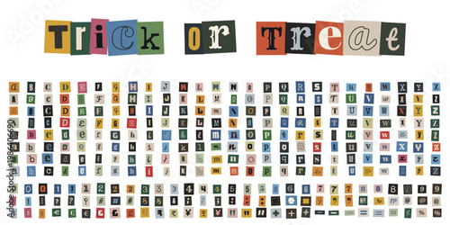 Ransom Note Style Halloween Alphabet, Trick or Treat Cutout Letters