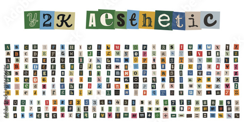 Vintage Cutout Lettering Kit for Ransom Note Design and Retro Y2K Aesthetic Scrapbooking