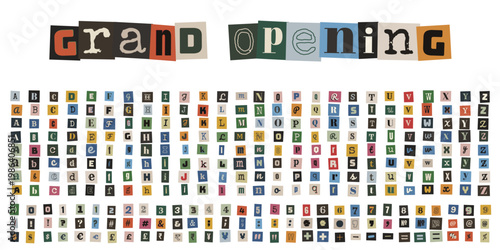 Anonymous Ransom Note Style Alphabet for Grand Opening Signs and Creative Punk Zine Design