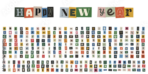 Ransom Note Style Alphabet for Anonymous Message and New Year Card