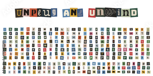 Ransom Note Style Alphabet and Numbers for Digital Scrapbooking and Collage Art