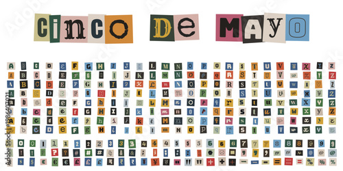 Cinco De Mayo Ransom Note Alphabet and Numbers for Mexican Fiesta Party Decor