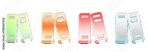 3D Glass Book 3D Icon Pack Isolated on Transparent Background – Concept of Business Strategy and Growth – Transparent Liquid Glass Icon – 3D Rendering