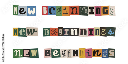 New Beginnings Ransom Note Typography for Vision Board and Goal Setting