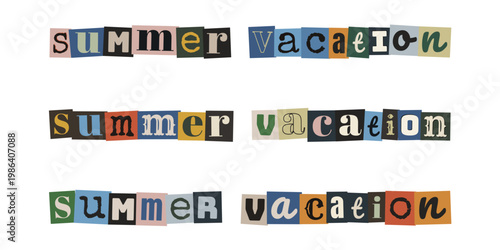 Summer Vacation Ransom Note Style Text Graphics for Scrapbooking and Travel Journals