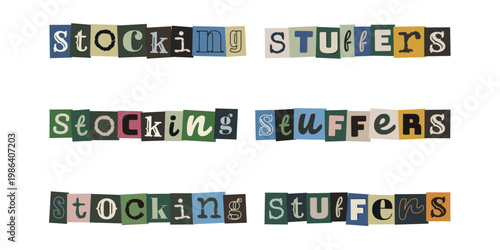 Ransom Note Style Stocking Stuffers Text, Christmas Gift Guide Graphics, Holiday Sale Banner