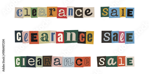 Ransom note style clearance sale typography for edgy retail marketing and DIY punk rock promotions