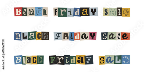 Ransom Note Style Black Friday Sale Text with Cutout Magazine Letters for Zine Aesthetic