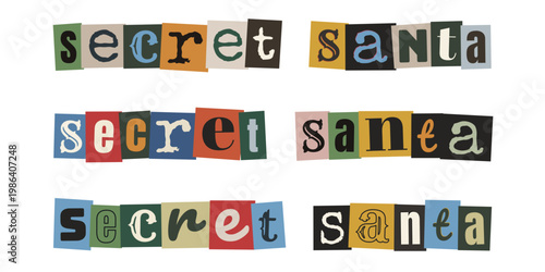 Secret Santa Ransom Note Style Typography for Office Holiday Party Invitations