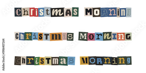 Christmas Morning Ransom Note Typography for Holiday Mystery Party Invitations