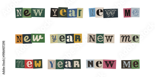 New Year New Me Ransom Note Style Typography for Vision Board and Goal Setting