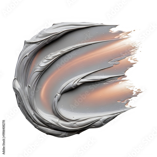 a swirl of grey and orange paint isolated on transparent background