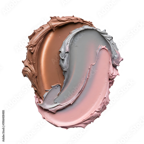 a swirled mix of foundation makeup isolated on transparent background