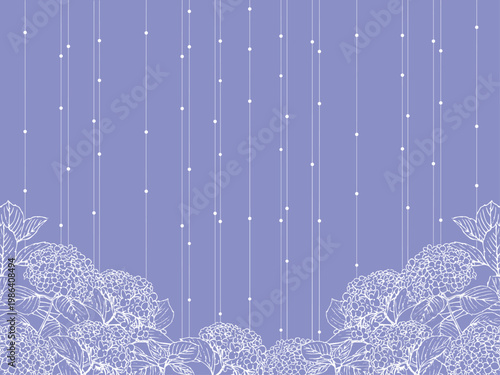 紫陽花と雨の梅雨のフレーム