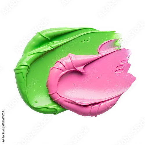 a swirl of pink and green cream isolated on transparent background