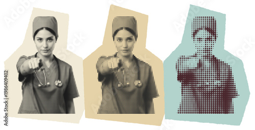 Female Nurse Recruitment Poster Art, Healthcare Worker Shortage Concept