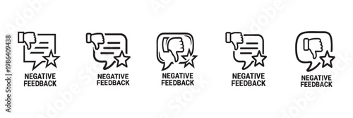 Negative feedback icon design vector, thumbs down symbol for bad review, rating, rejection, disapproval, and dislike concept set