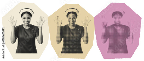 Pop Art Nurse Illustration, Healthcare Worker Halftone Graphic, Retro Medical Professional