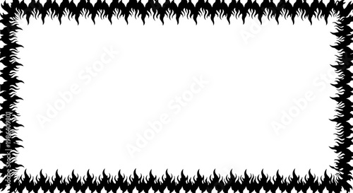 A burning flame borders a blank white rectangular area closely.