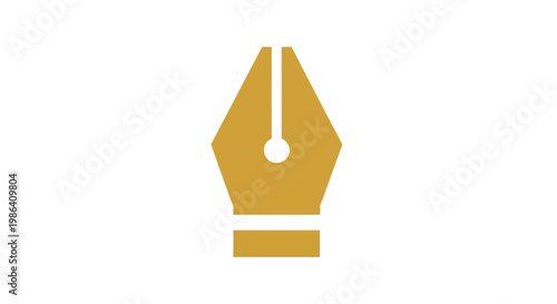 Gold Pen Nib Icon Flat Vector Illustration