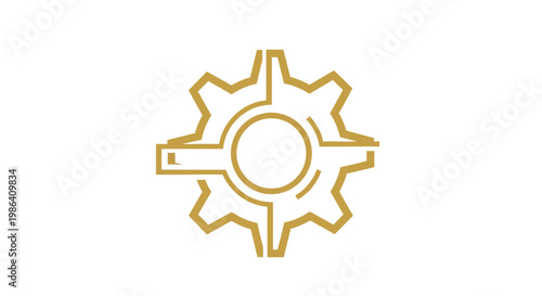 Technical Search Gear Icon Magnifying Glass Analysis Concept