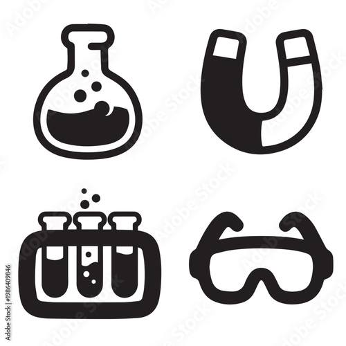 Cute Science and Research Icon Set