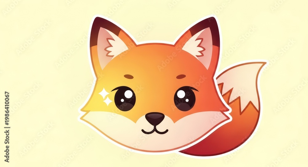 Fototapeta premium Cute cartoon fox face illustration.