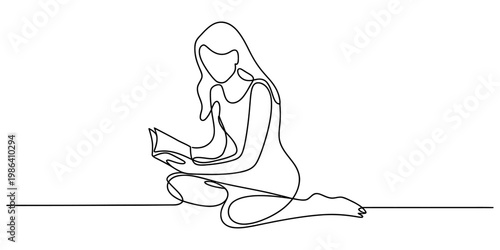 A single continuous line drawing of a young girl running and playing with a small soccer ball Vector, illustration