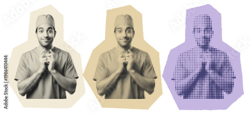 Young Male Surgeon with Fingers Crossed for Good Luck, Medical Hope and Superstition Concept