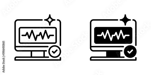 Realtime Monitoring Vector Line Icon for Technology and Network
