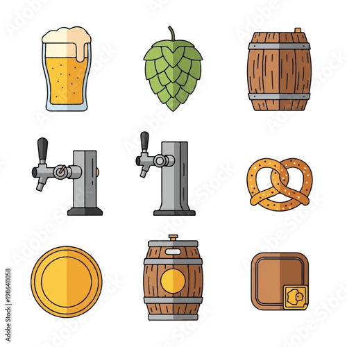 Beer Icons Set Collection Objects.
