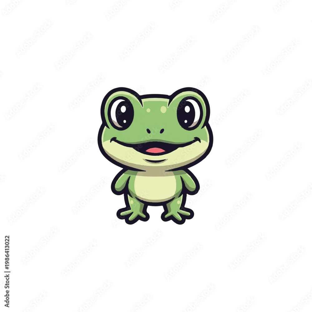 Fototapeta premium Cute cartoon frog character illustration.