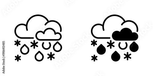 Sleet Vector Line Icon for Weather and Environment
