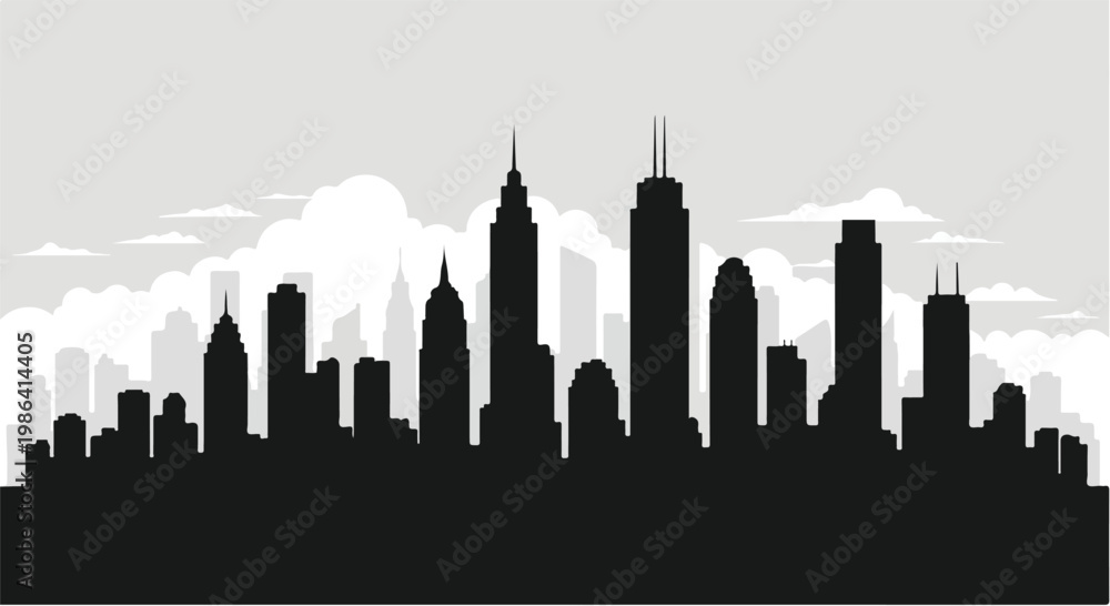 Obraz premium Black city skyline silhouette panorama