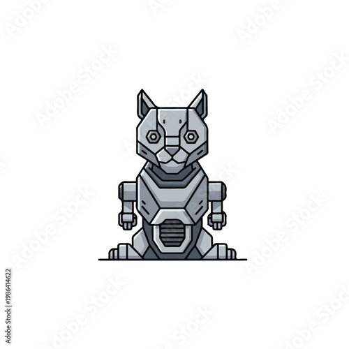 Futuristic robot cat character illustration.