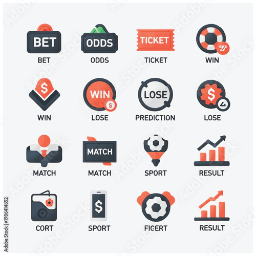 Gambling and Sports Betting Icons Collection.